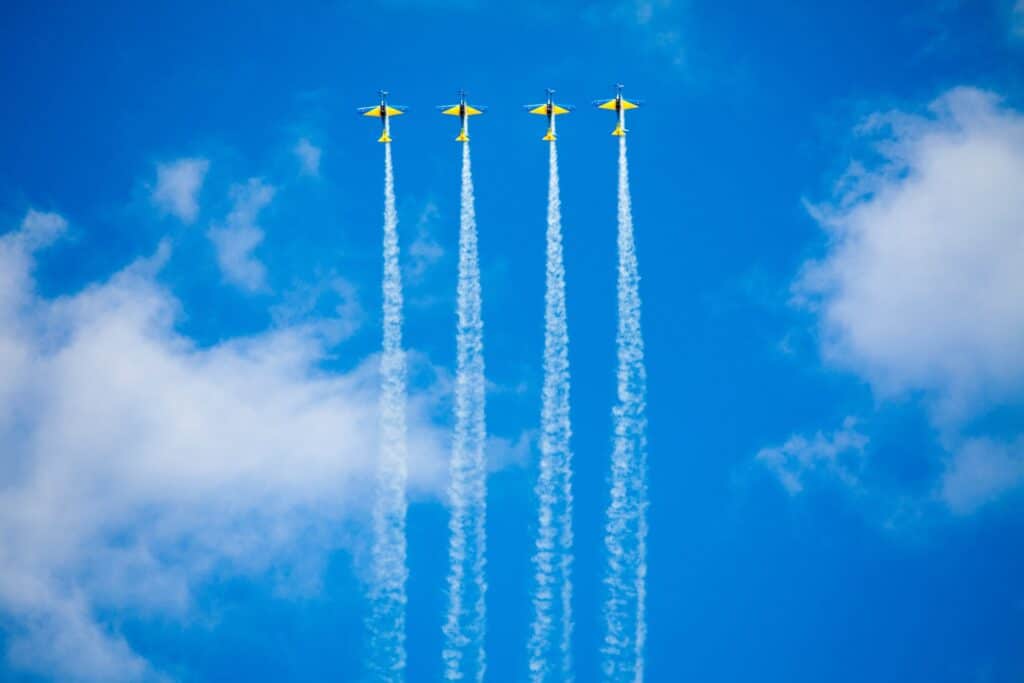 ４機の飛行機